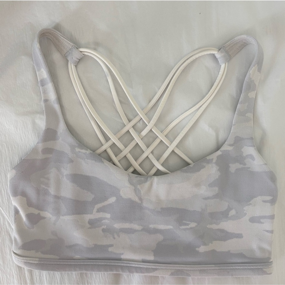 Lululemon | Free To Be Wild Bra A/B Cup | Sz 6 | Alpine Wht Starlight Camo | EUC - Picture 2 of 4